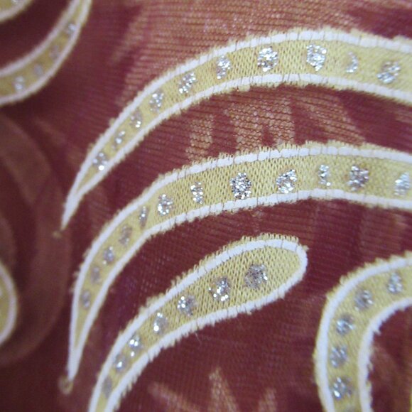 Magical, Mystical Gold & Red Scarf, Wrap, Vintage, Glitter, 1980s - Picture 6 of 11